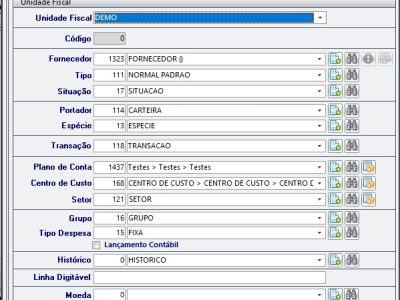 Lançamento Títulos à Pagar